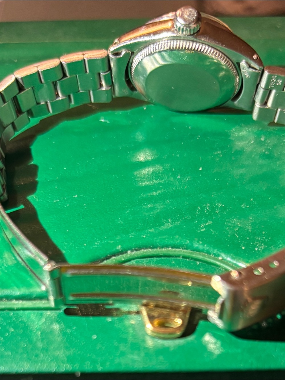 Estate $8000 ROLEX DATEJUST Pink MOP Emerald Diamond SS Ladies Watch - Picture 13 of 15